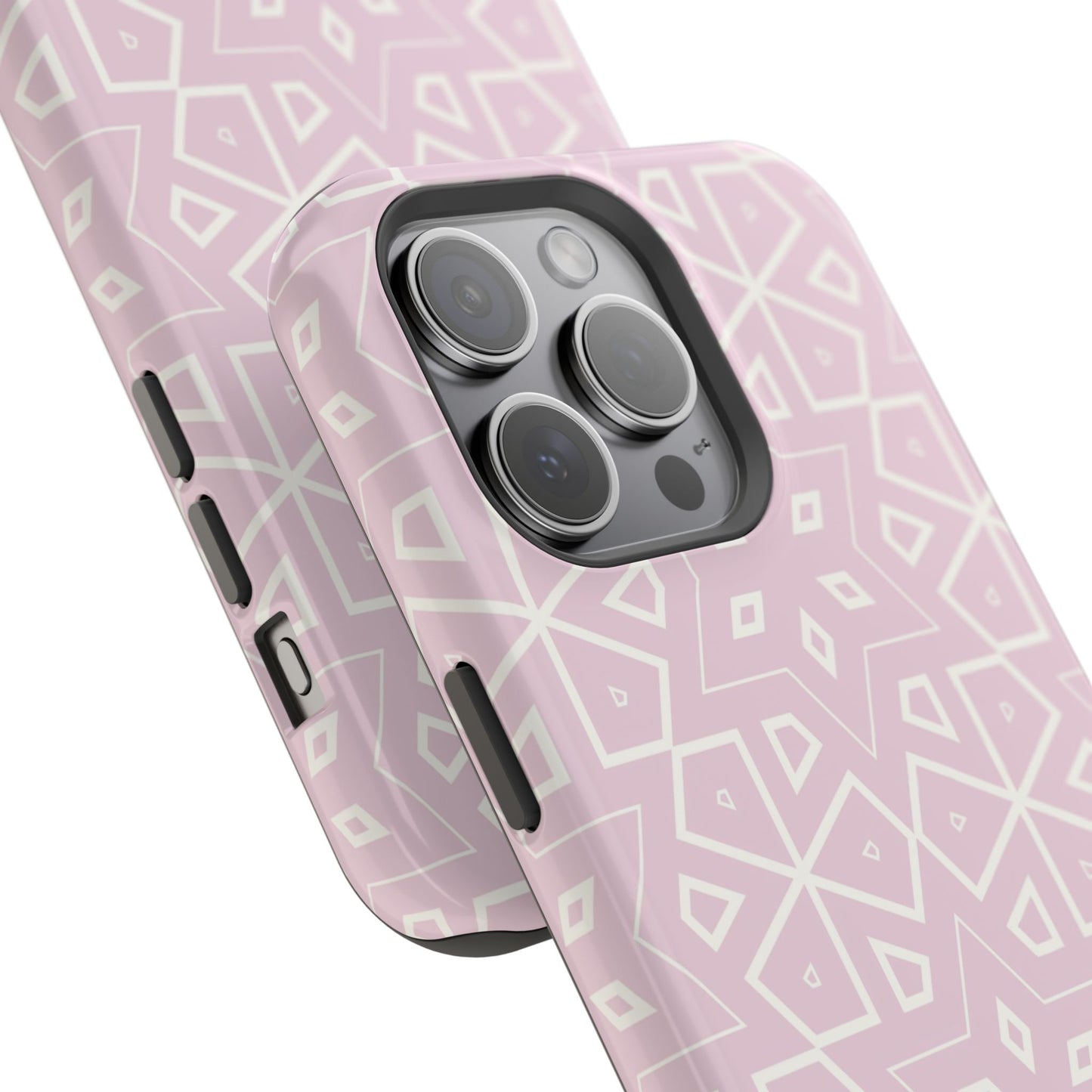 Pink and White Geometric Design Iphone Magnetic Tough Case