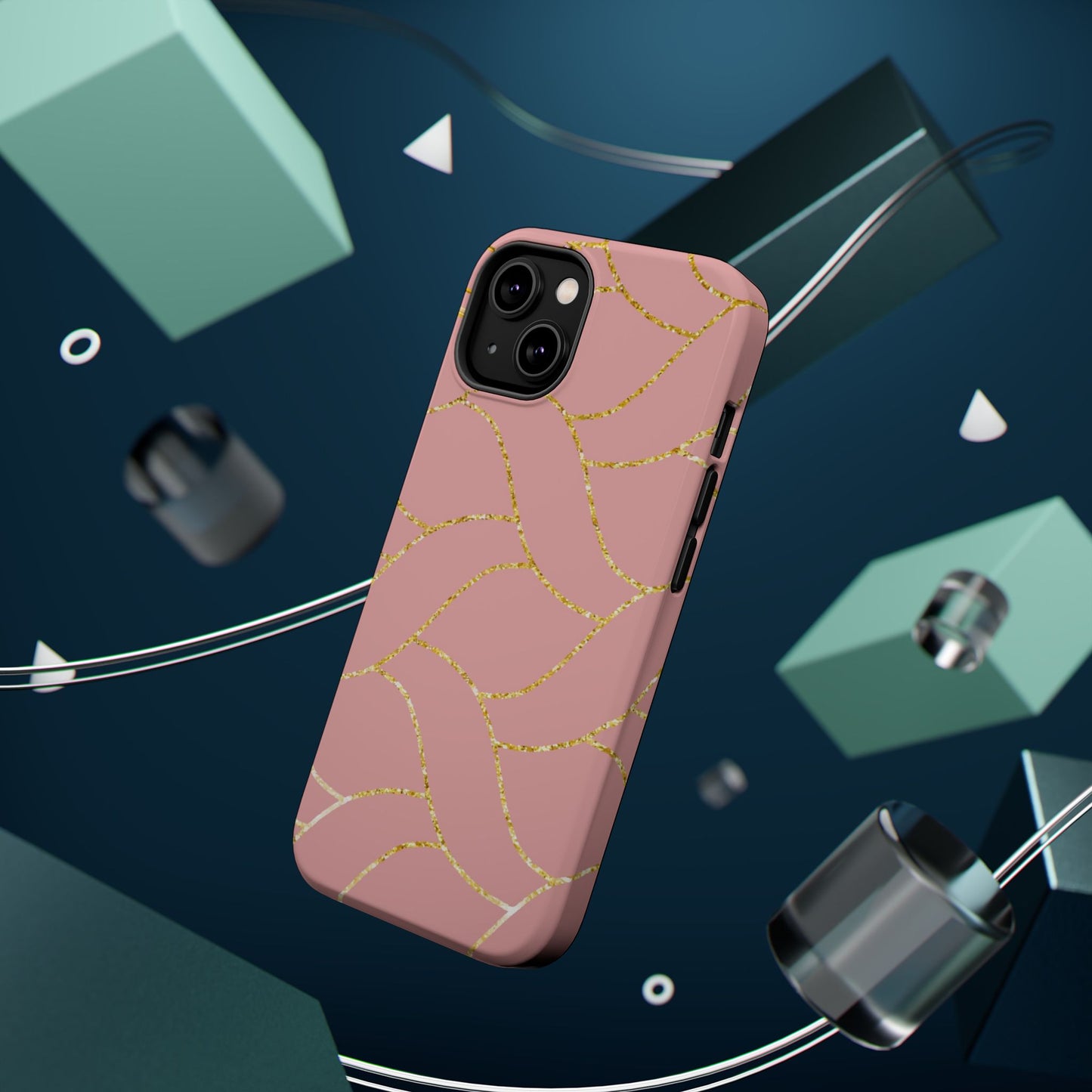 Pink and Gold Geometric Design - Iphone Magnetic Tough Case