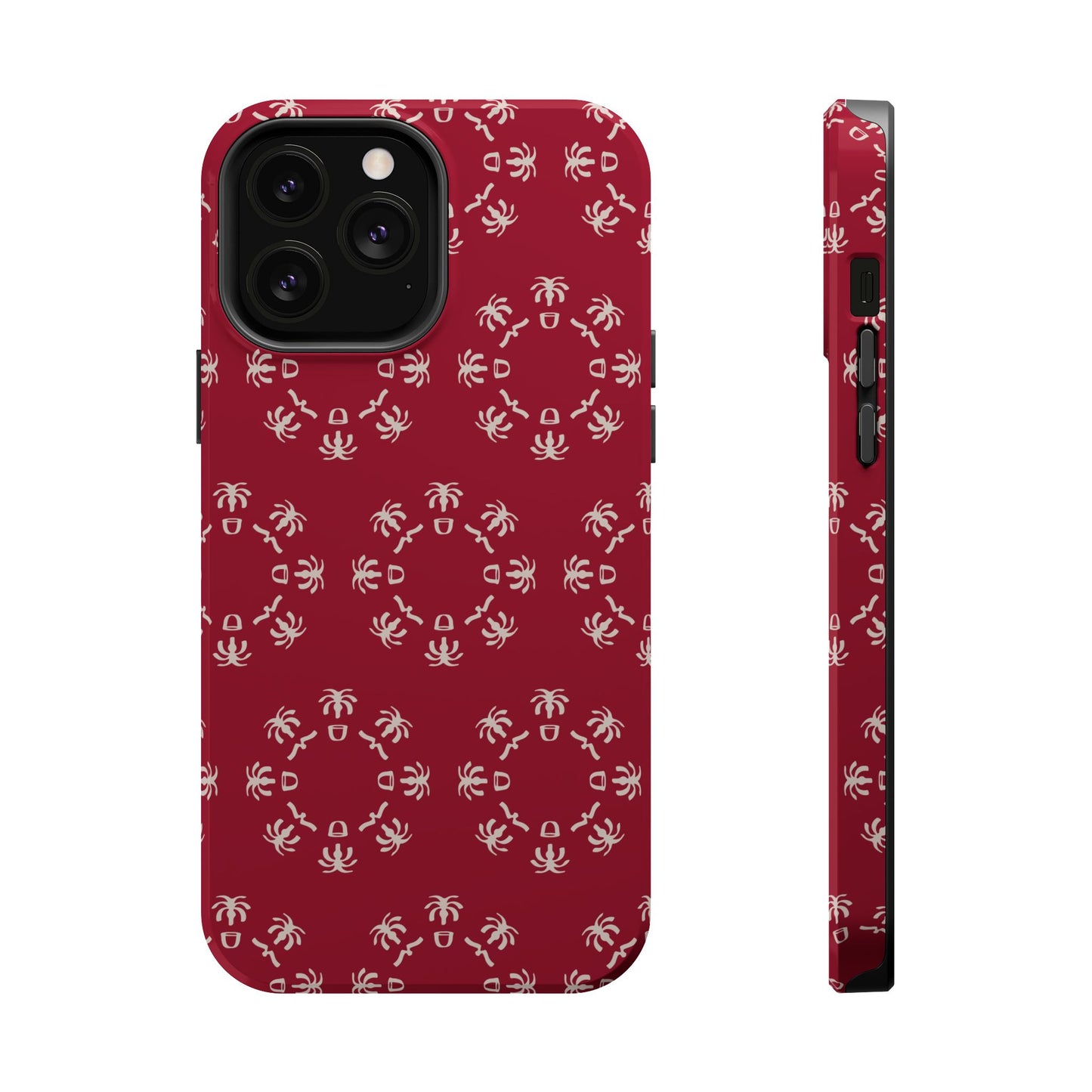 Palm Trees and coffee cups Geometric circle Design - Iphone Magnetic Tough Case
