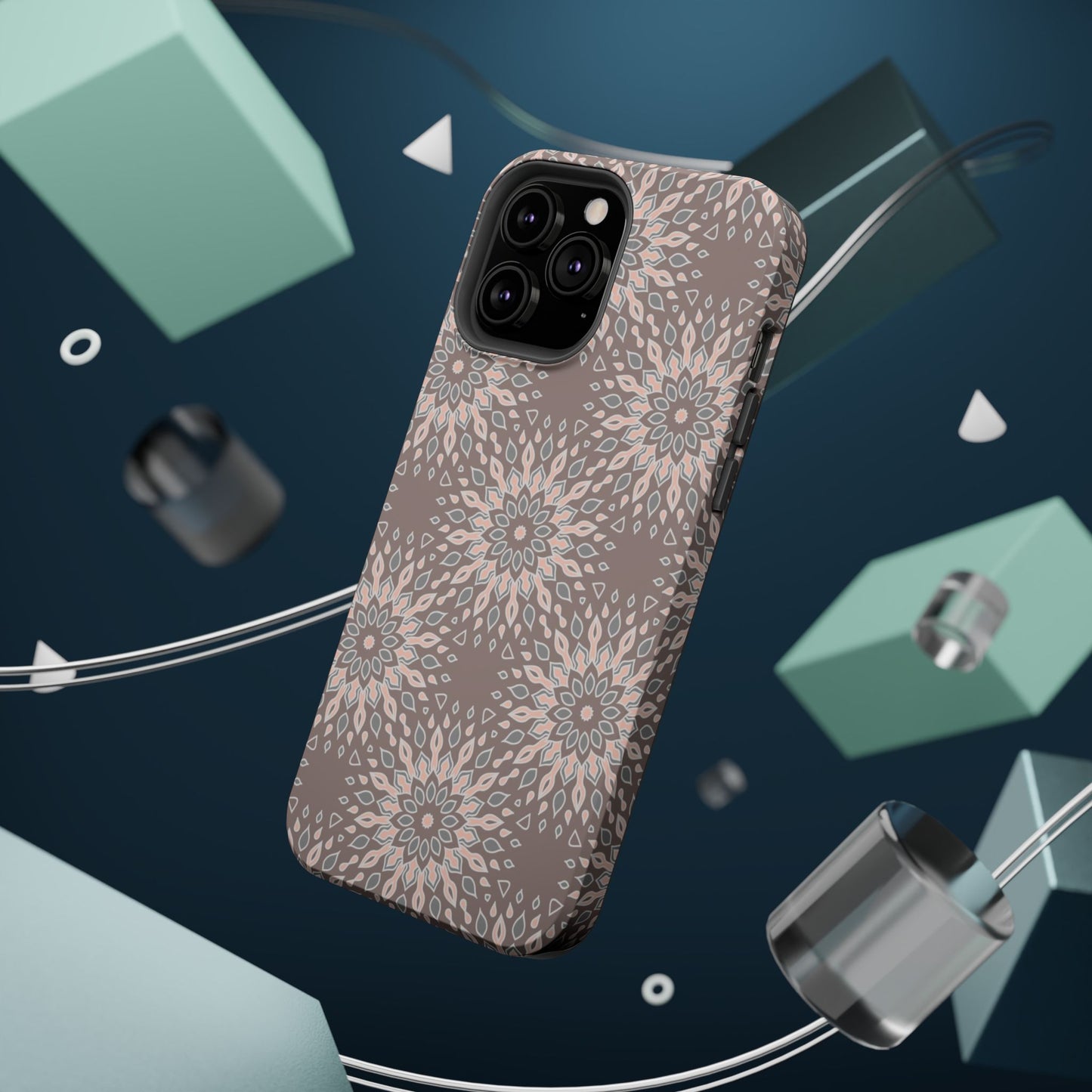 Beige Floral Design - Iphone Magnetic Tough Case