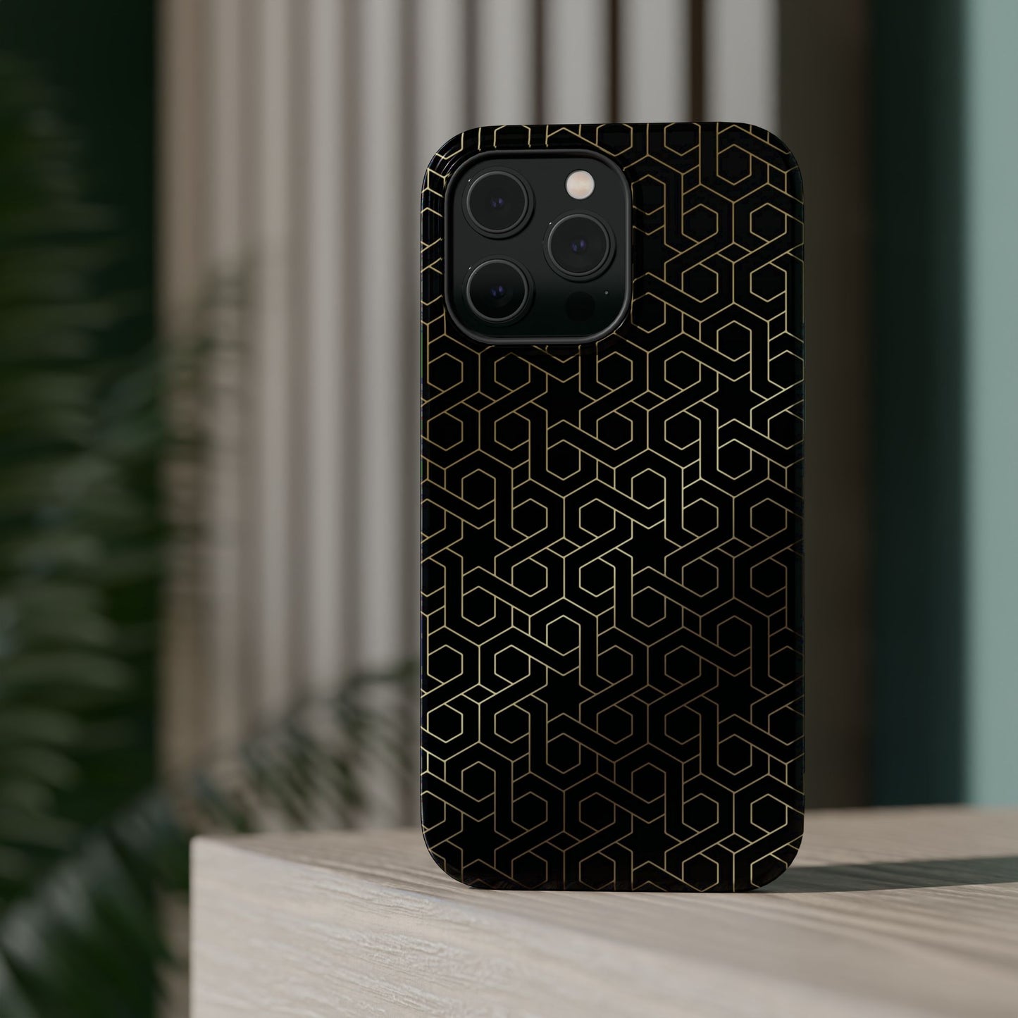 Black and Gold ⭐️ Geometric Design Iphone Magnetic Tough Case