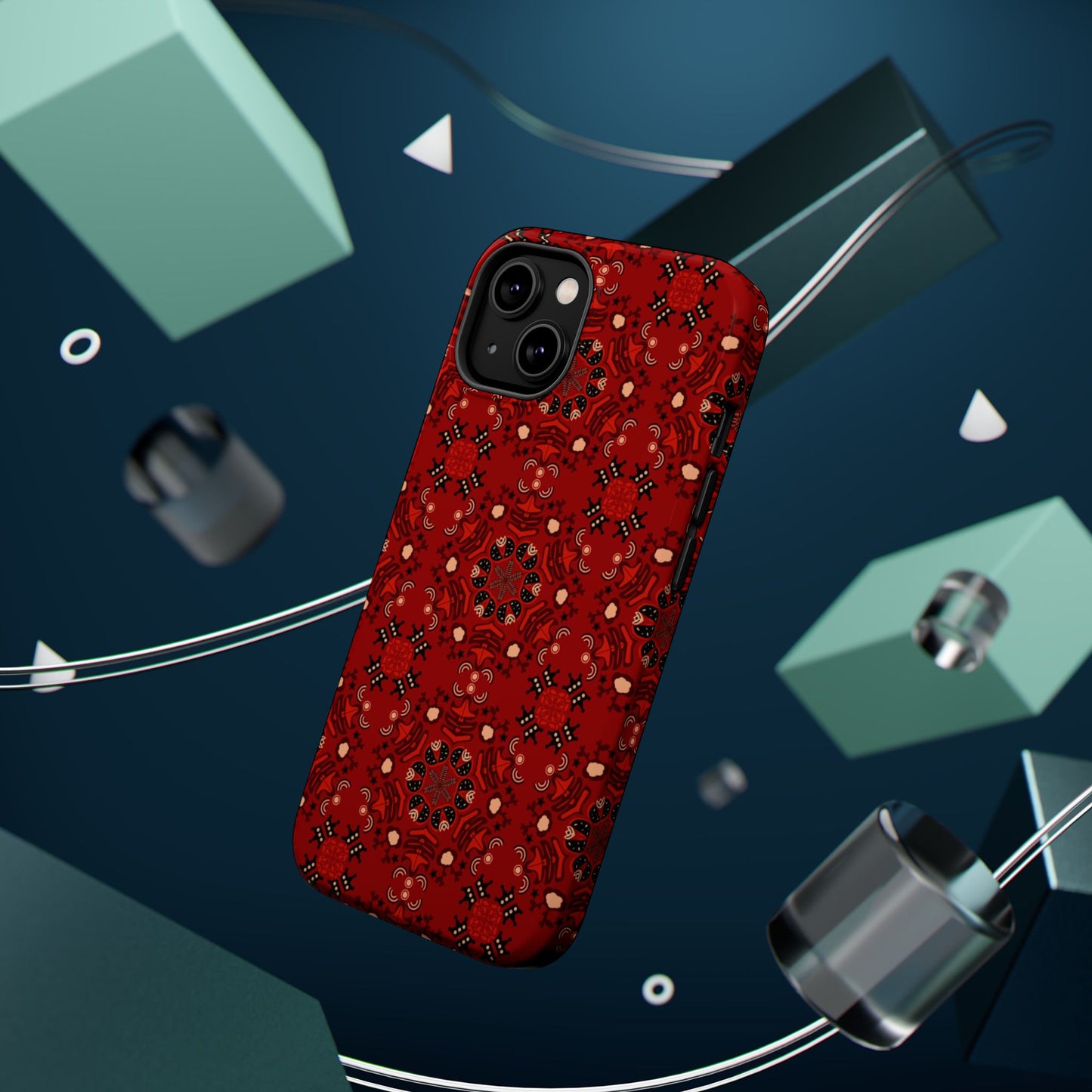 Red geometric Design - Iphone Magnetic Tough Case