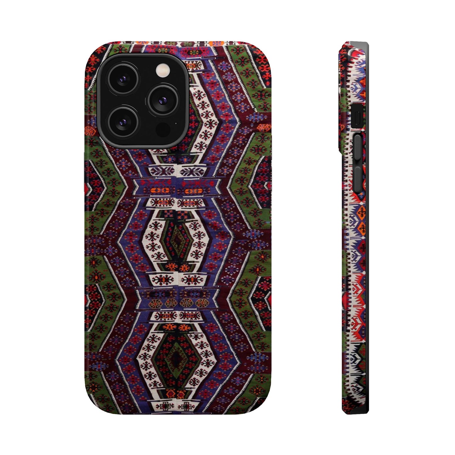 Purple and Green Geometric Design - Iphone Magnetic Tough Case