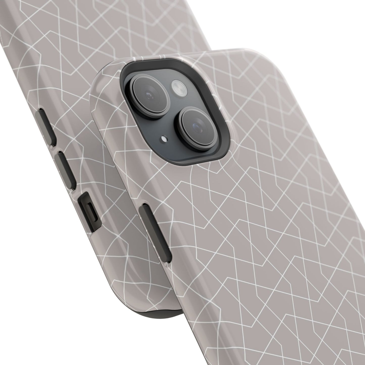 Beige and white geometric Design - Iphone Magnetic Tough Case