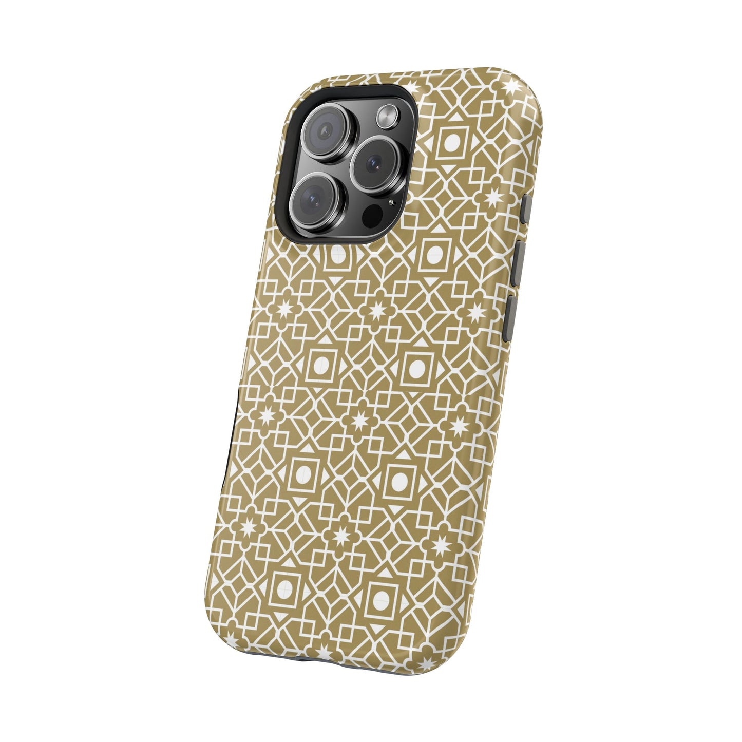 Beige and Gold Geometric Design Iphone Magnetic Tough Case