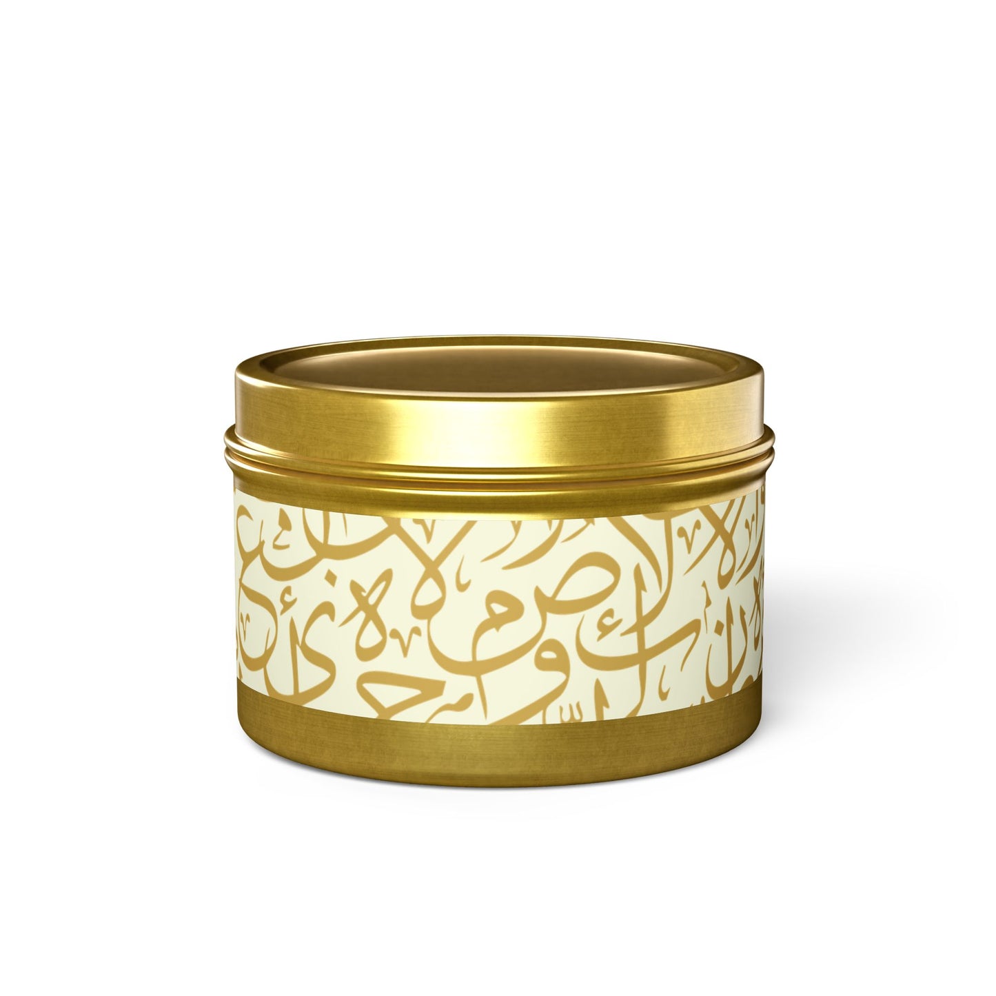 Golden Arabic Letters Script Tin Candles | Elegant Home Fragrance | Decorative Candle Gifts for All Occasions | Relaxing Aromatherapy