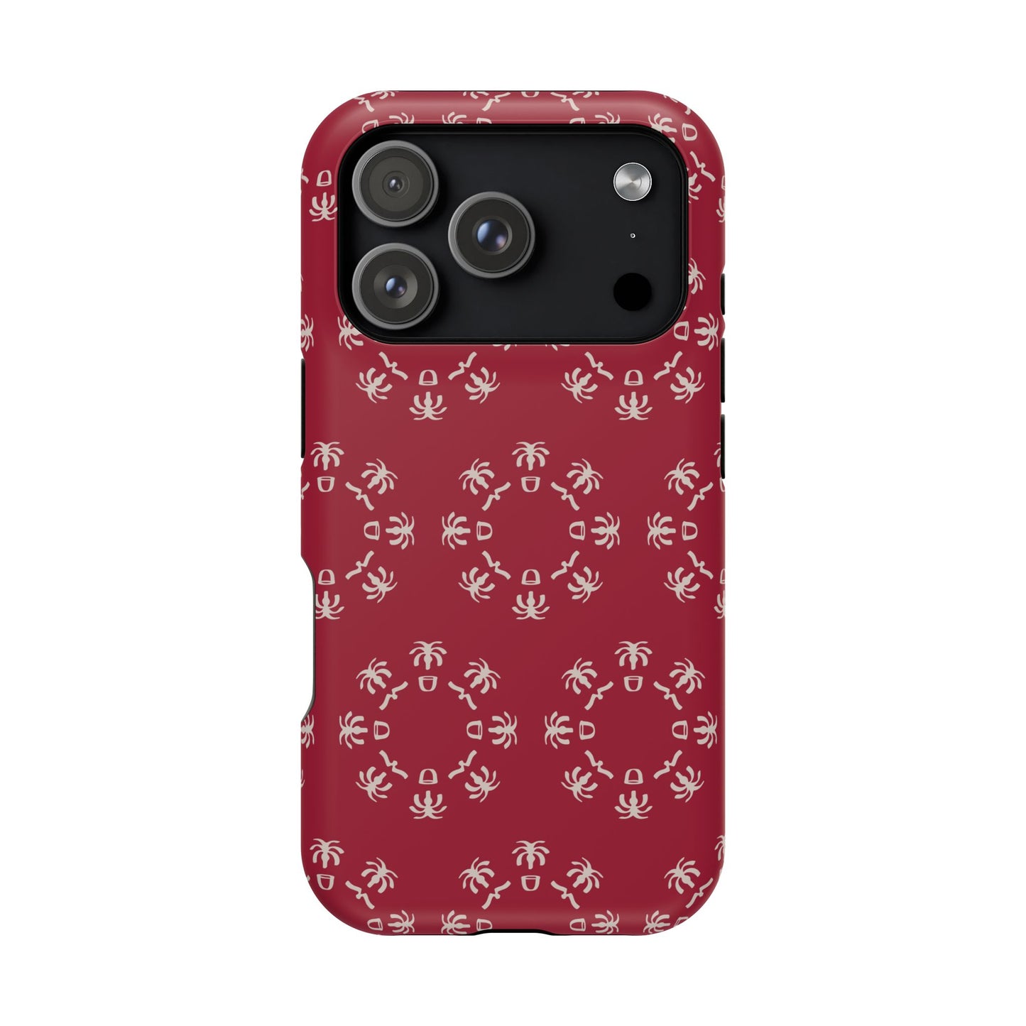 Palm Trees and coffee cups Geometric circle Design - Iphone Magnetic Tough Case
