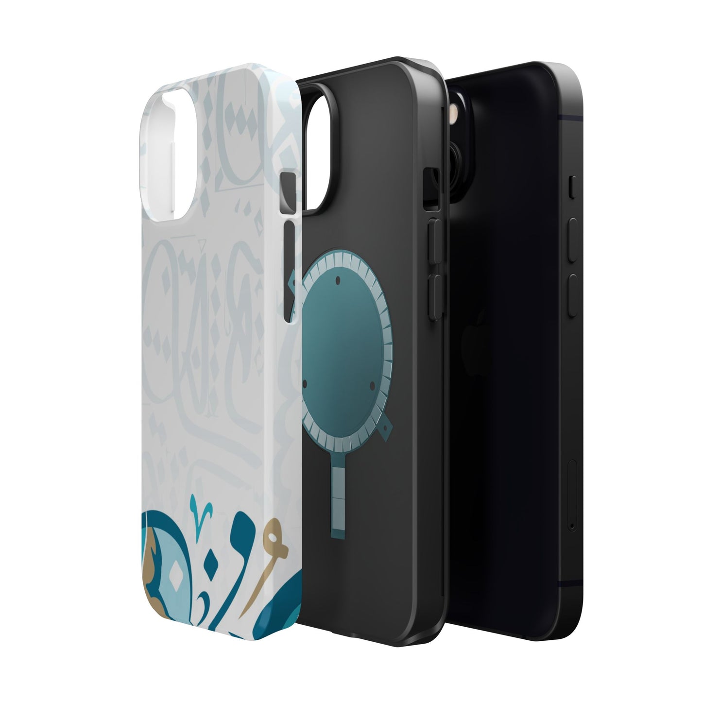 White Blue and Gold Arabic Calligraphy Iphone Magnetic Tough Case