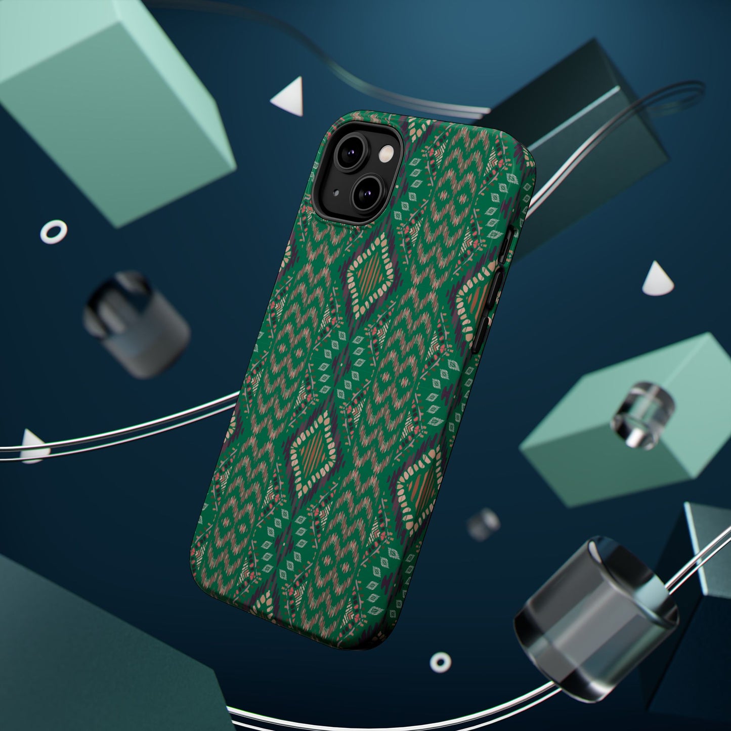 Emerald Green Geometric Design Iphone Magnetic Tough Case