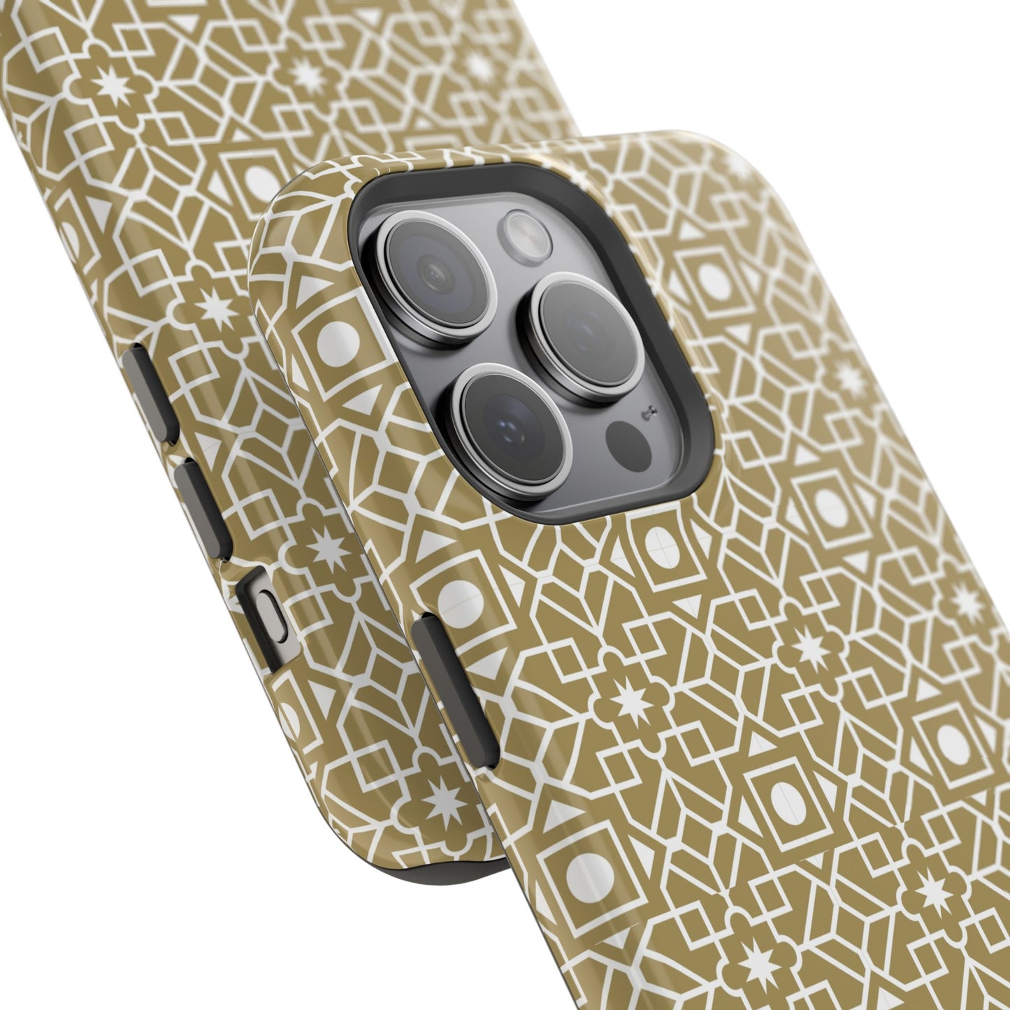 Beige and Gold Geometric Design Iphone Magnetic Tough Case