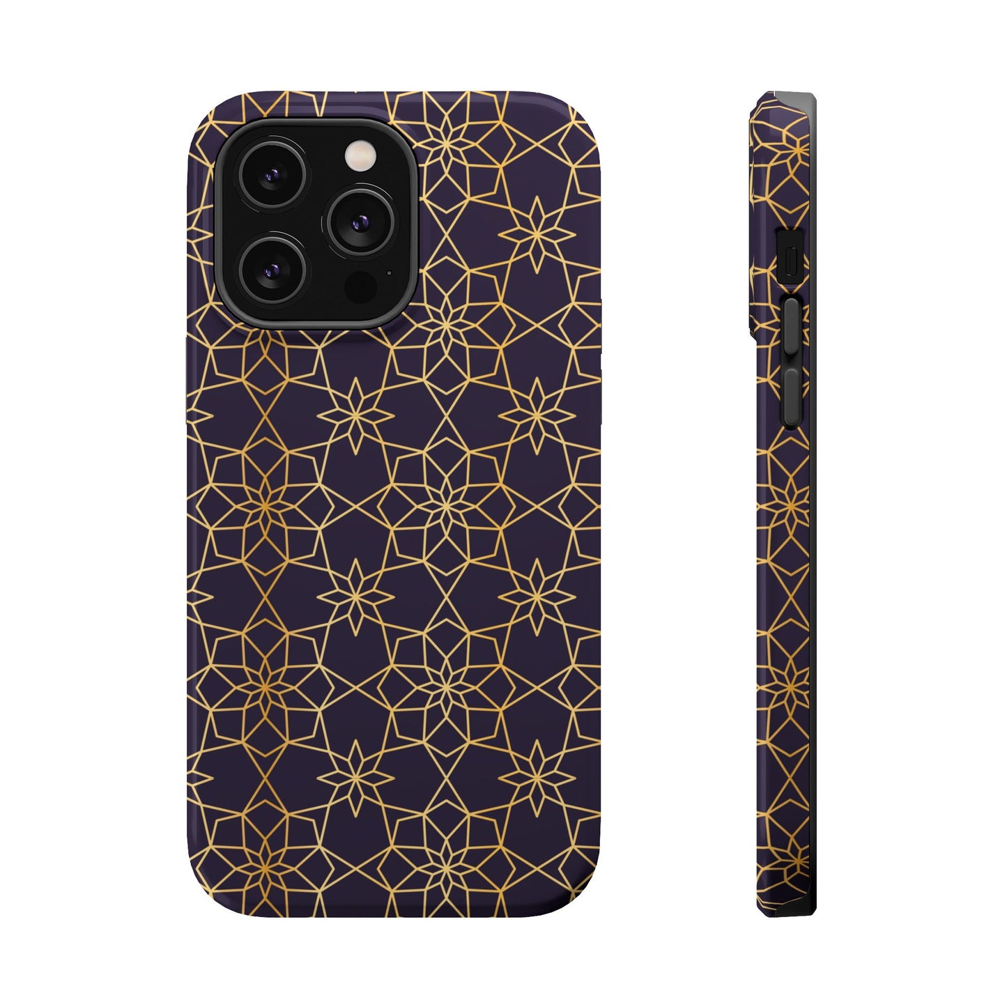 Gold and Purple Geometric Design Iphone Magnetic Tough Case