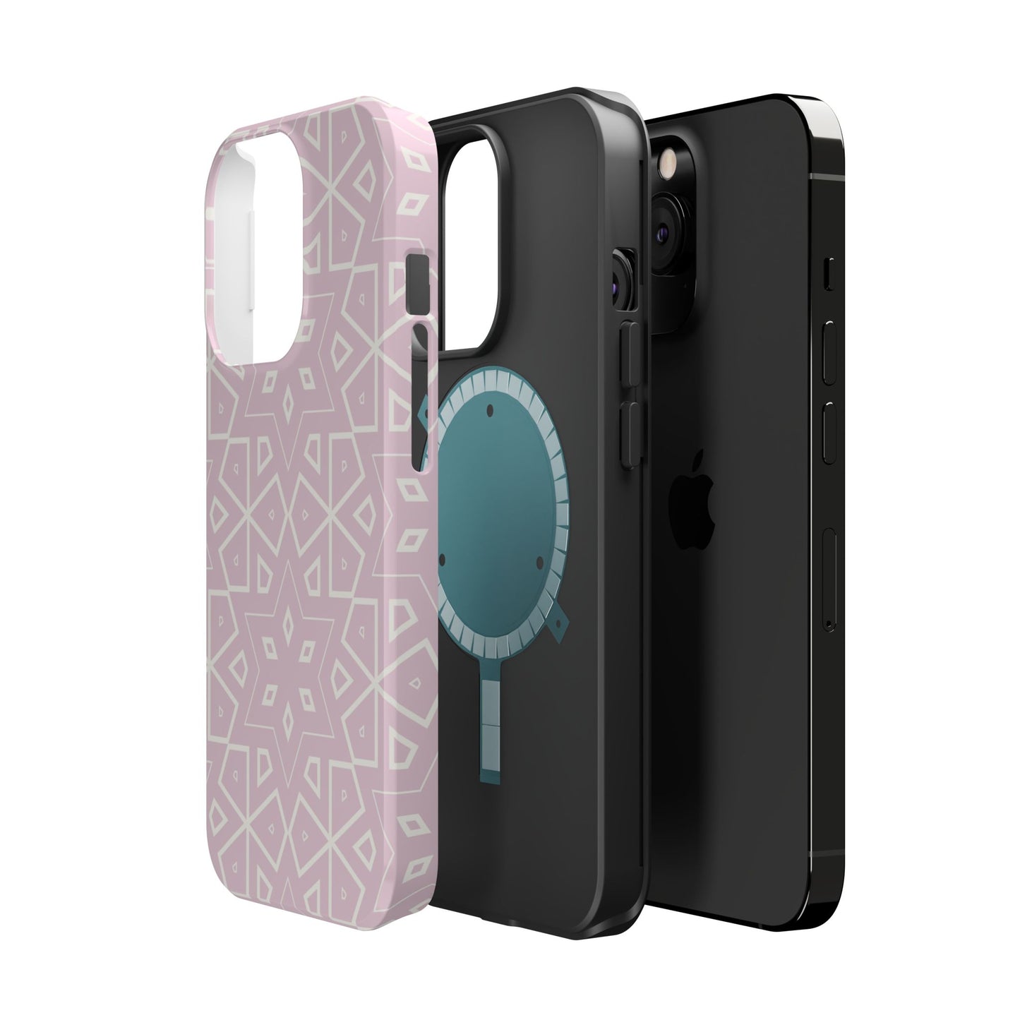 Pink and White Geometric Design Iphone Magnetic Tough Case