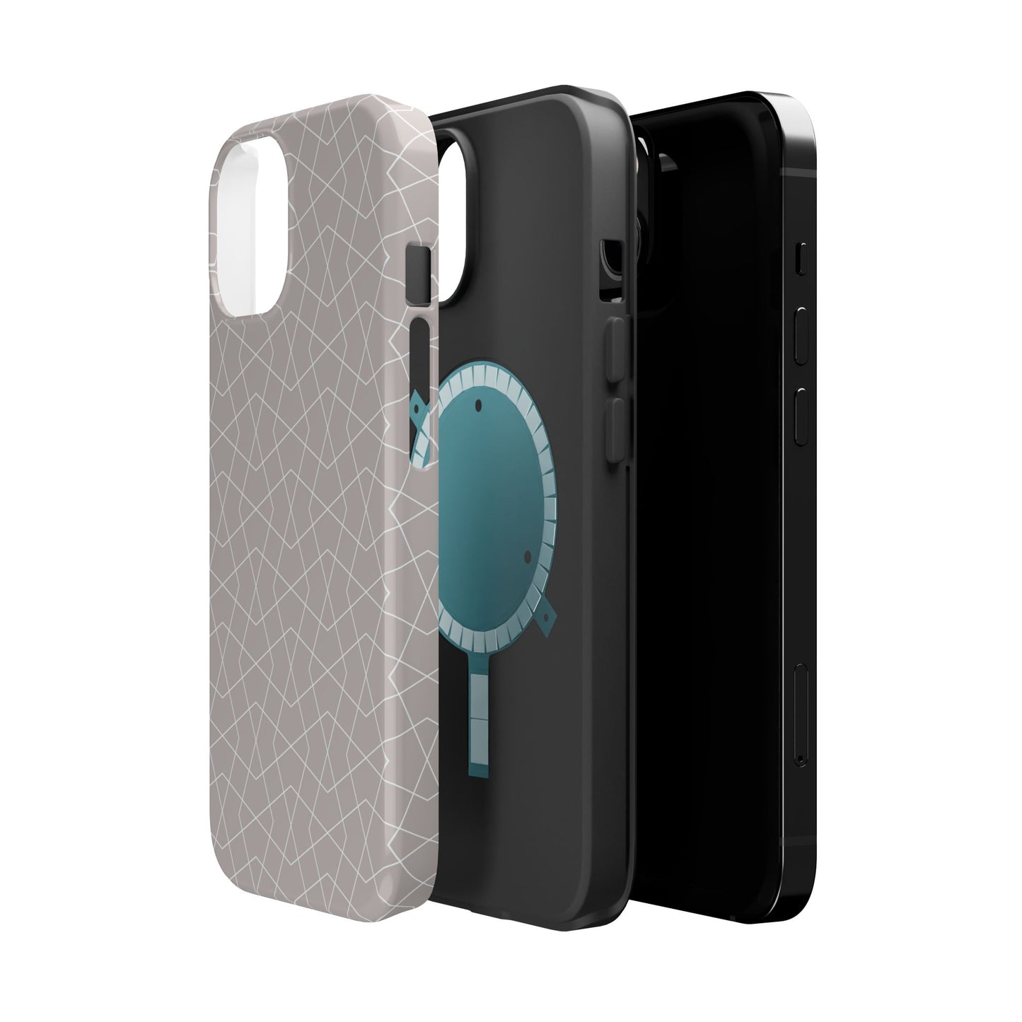 Beige and white geometric Design - Iphone Magnetic Tough Case
