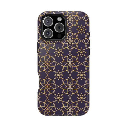 Gold and Purple Geometric Design Iphone Magnetic Tough Case