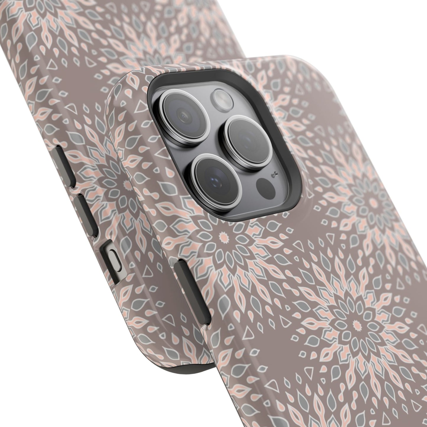 Beige Floral Design - Iphone Magnetic Tough Case