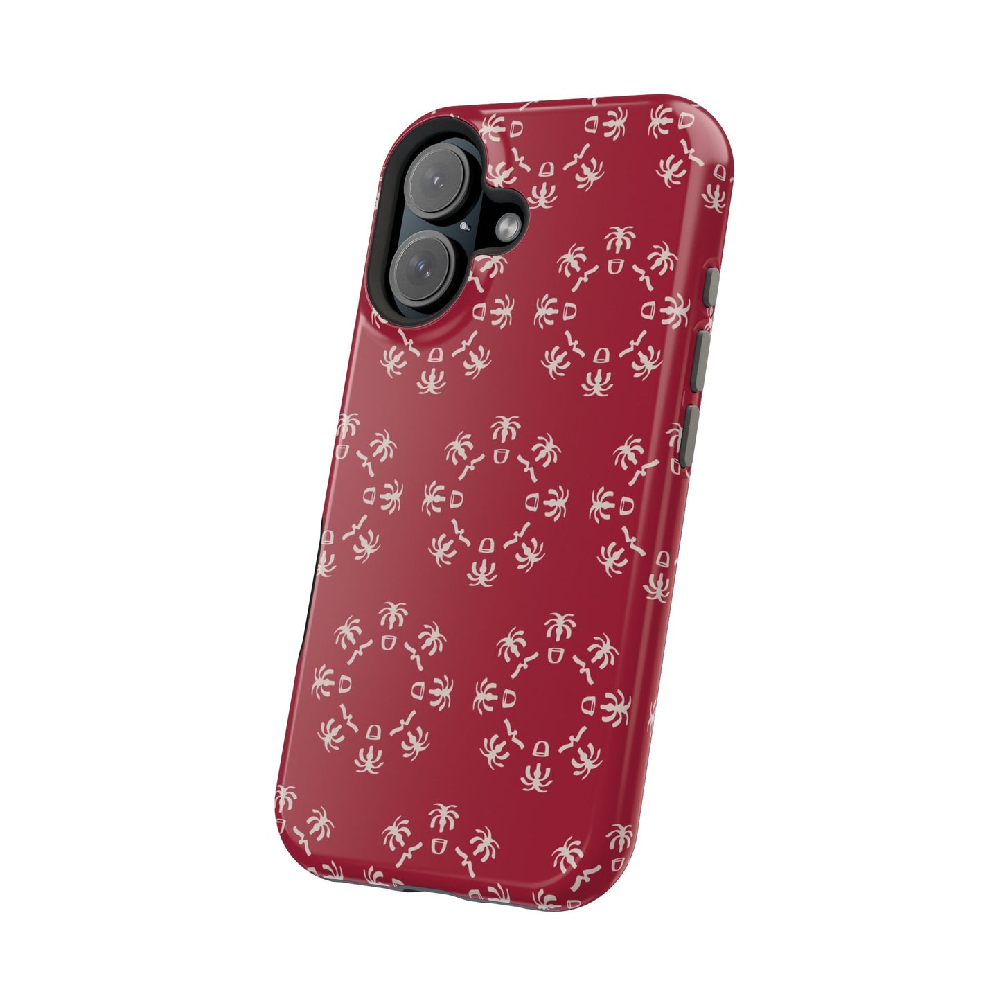 Palm Trees and coffee cups Geometric circle Design - Iphone Magnetic Tough Case