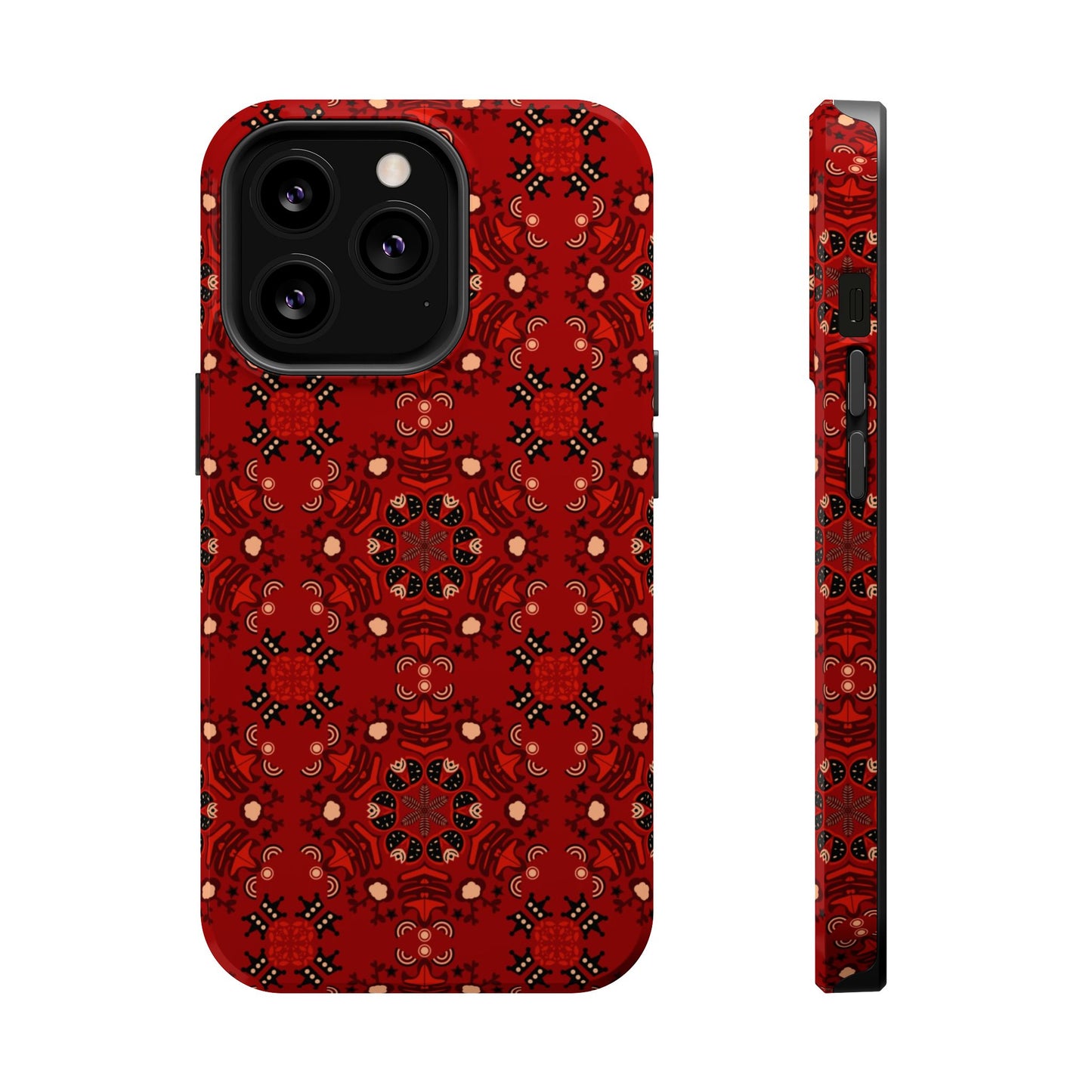 Red geometric Design - Iphone Magnetic Tough Case