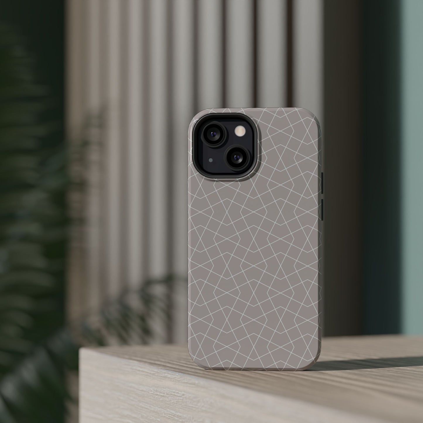 Beige and white geometric Design - Iphone Magnetic Tough Case