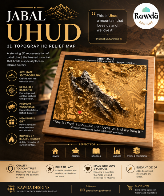 Jabal Uhud 3D Topographic Map