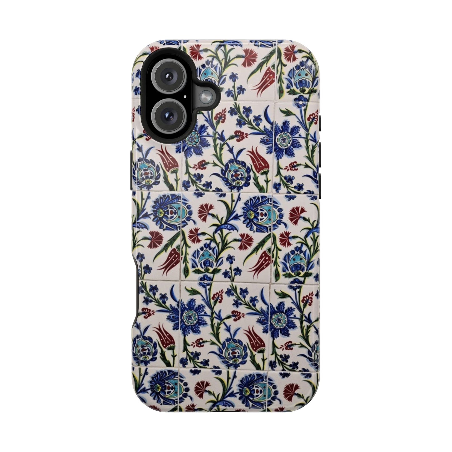 Blue ceramic Floral Design - Iphone Magnetic Tough Case