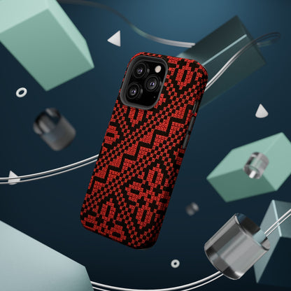 Red and Black Tatreez Design - Iphone Magnetic Tough Case