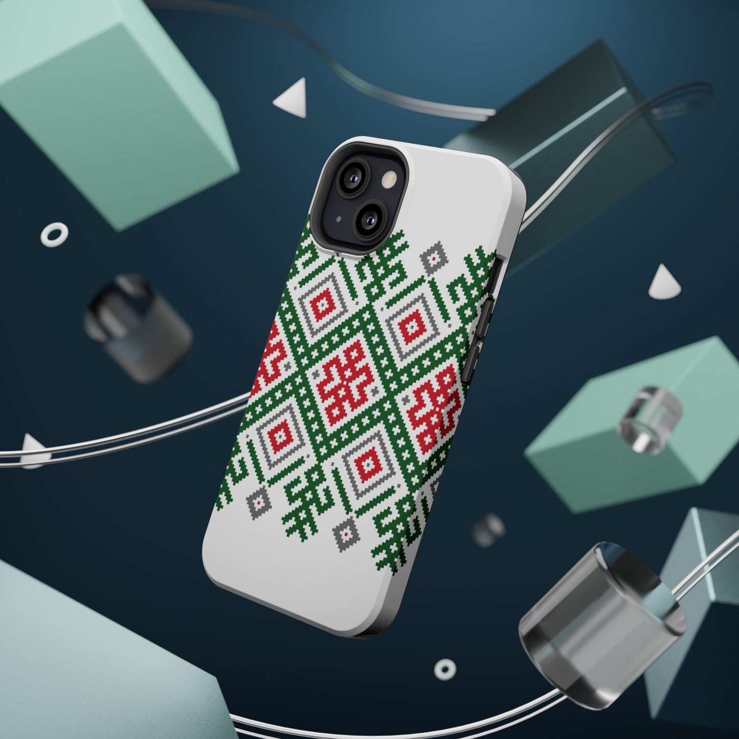 Red white Green and Black  Geometric Design Iphone Magnetic Tough Case