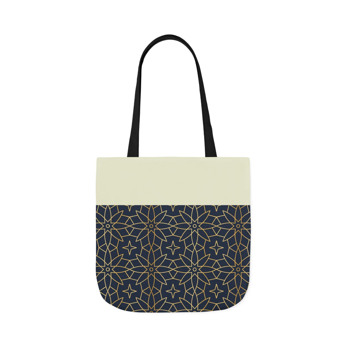 Navy and Gold Star ⭐️ Geometric  Tote Bag, 2-Color Strap