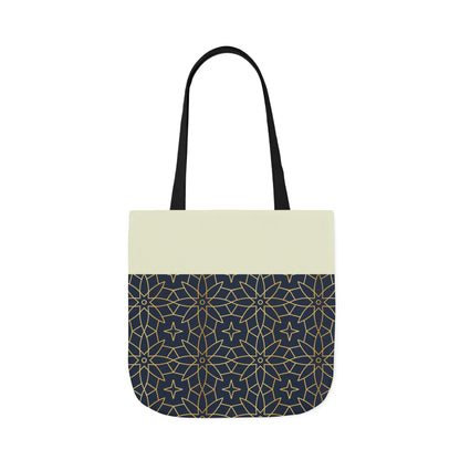 Navy and Gold Star ⭐️ Geometric  Tote Bag, 2-Color Strap