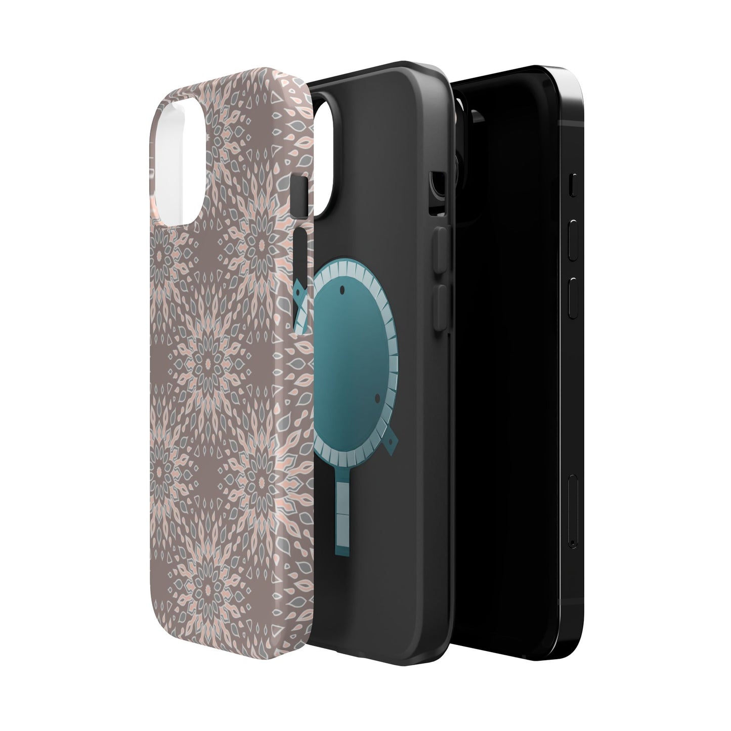 Beige Floral Design - Iphone Magnetic Tough Case
