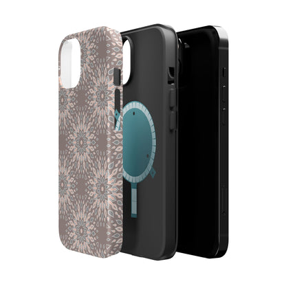 Beige Floral Design - Iphone Magnetic Tough Case