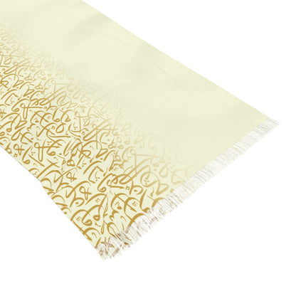 White and Gold Arabic Calligraphy Elegant Light Scarf - Perfect for All Seasons
