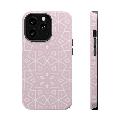 Pink and White Geometric Design Iphone Magnetic Tough Case