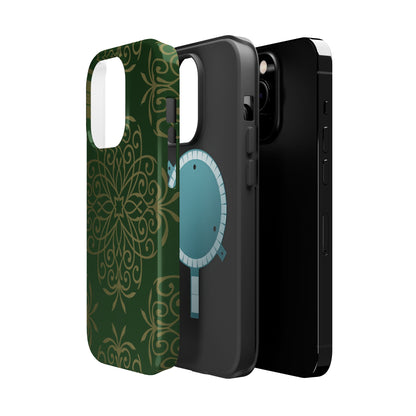 Gold and Green Flowery Design - Iphone Magnetic Tough Case