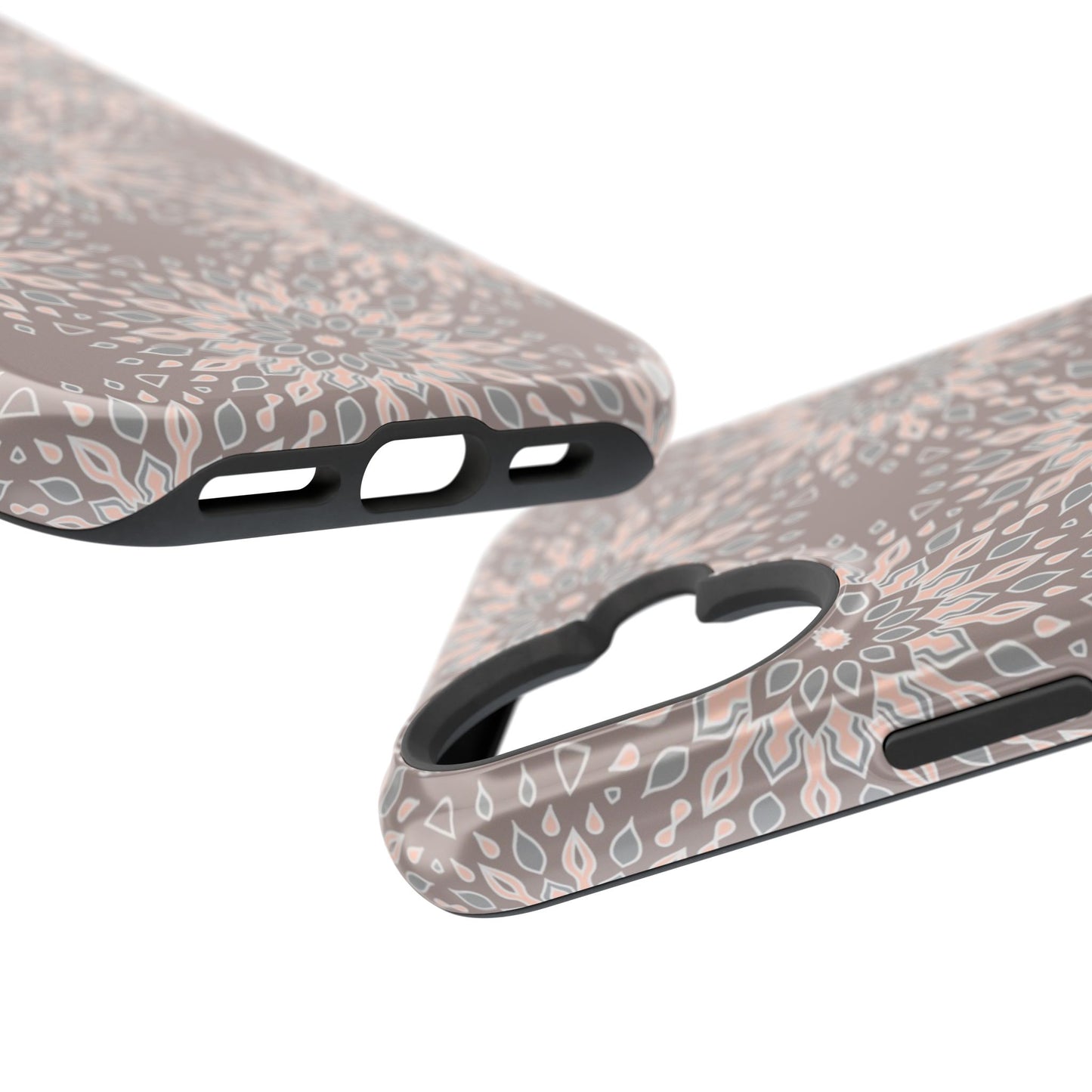 Beige Floral Design - Iphone Magnetic Tough Case
