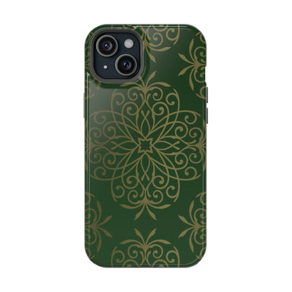 Gold and Green Flowery Design - Iphone Magnetic Tough Case