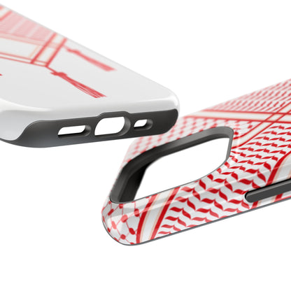Red and White Shmagh Design Iphone Magnetic Tough Case