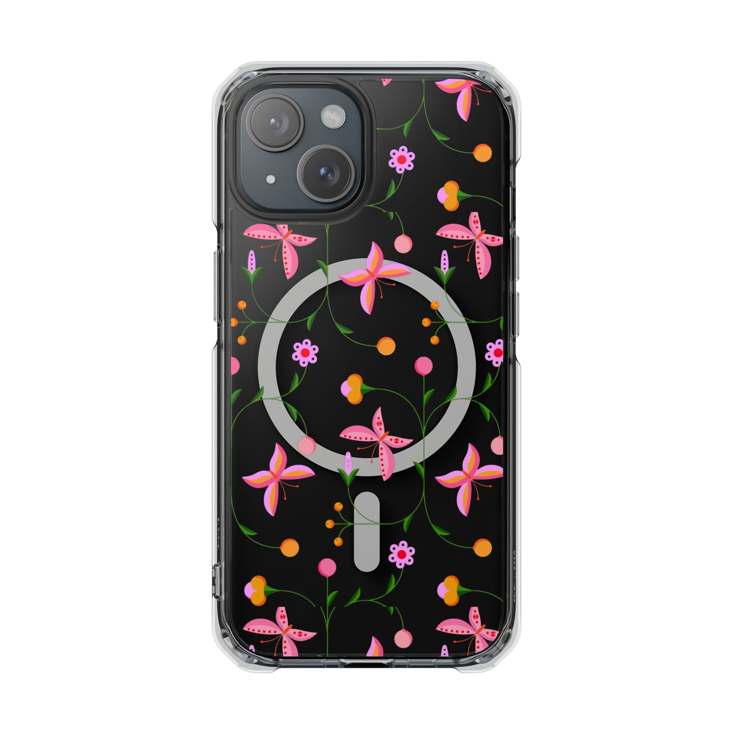 Pink Floral Garden  MagSafe Clear Phone Case