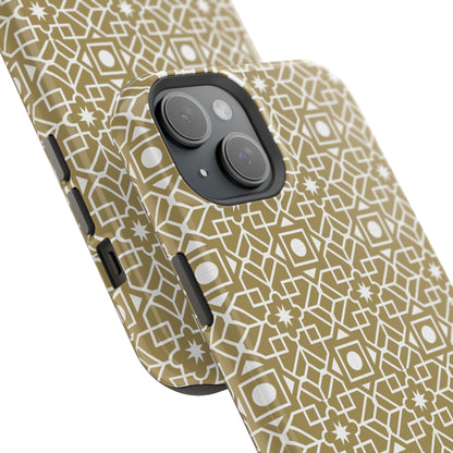 Beige and Gold Geometric Design Iphone Magnetic Tough Case