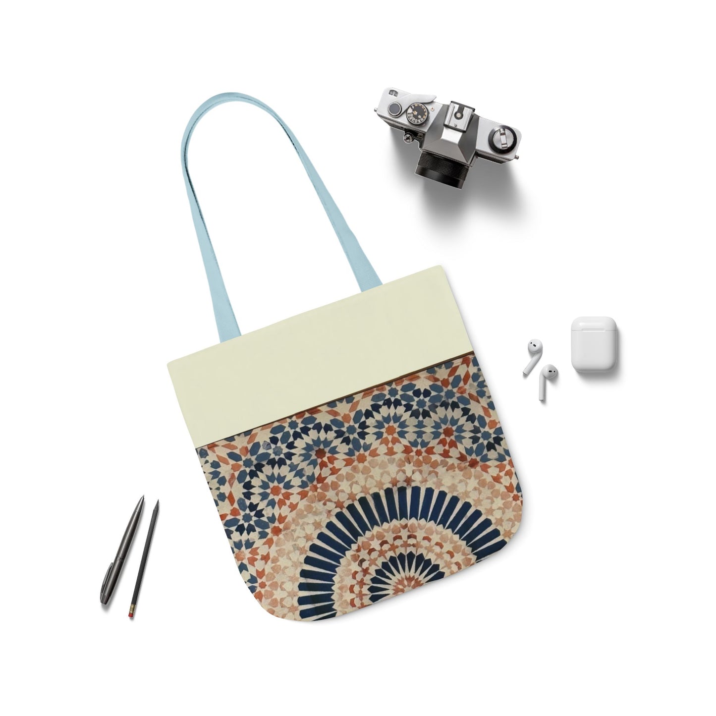 Moroccan Design Tote Bag, 3-Color Straps