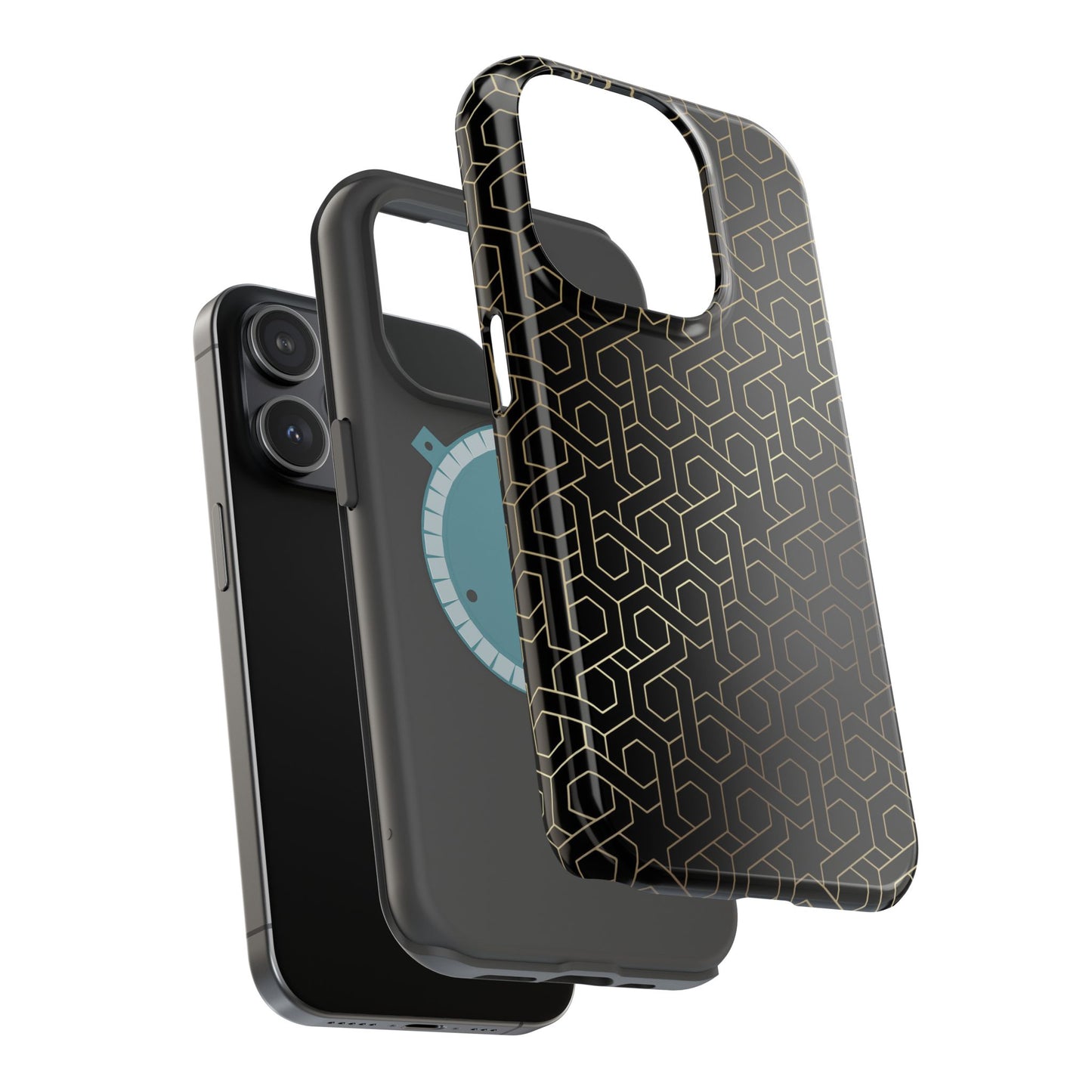 Black and Gold ⭐️ Geometric Design Iphone Magnetic Tough Case
