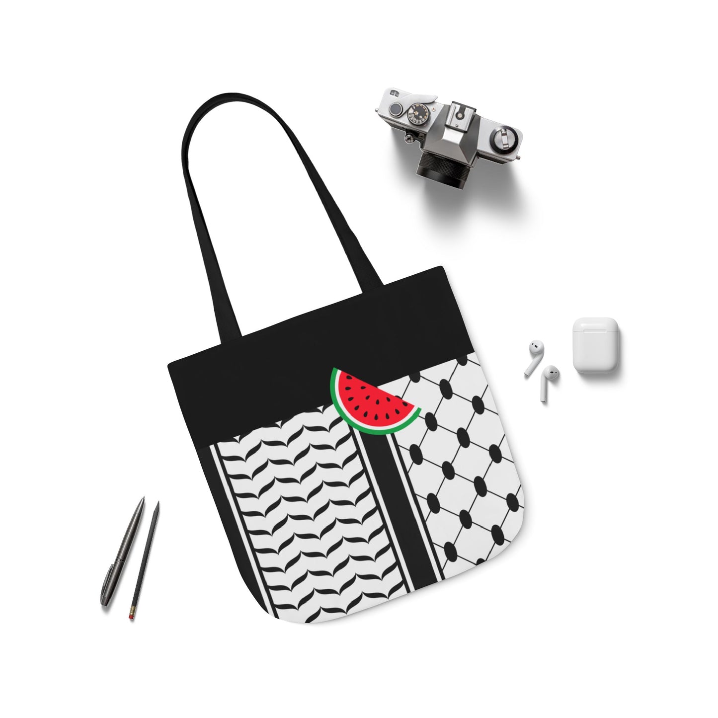 Black and White Kufieh Design Tote Bag