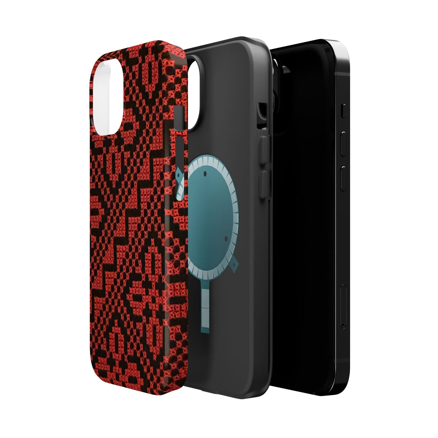 Red and Black Tatreez Design - Iphone Magnetic Tough Case