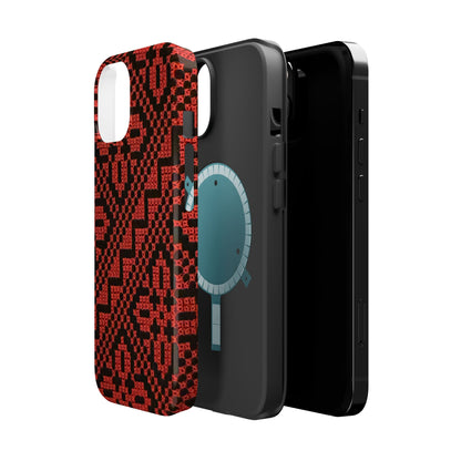 Red and Black Tatreez Design - Iphone Magnetic Tough Case
