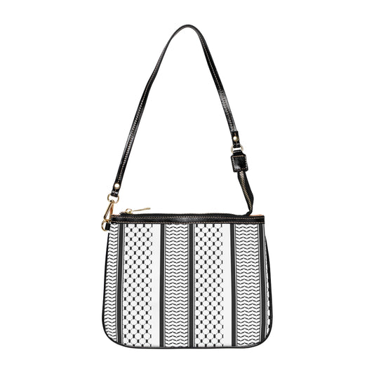 Black and White Kufi Shoulder Bag — Small Leather Crossbody Purse