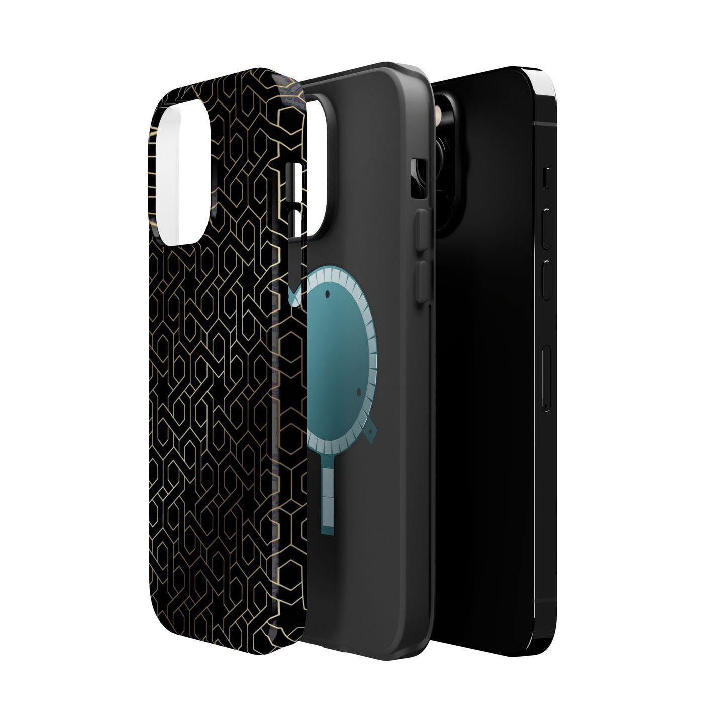Black and Gold ⭐️ Geometric Design Iphone Magnetic Tough Case