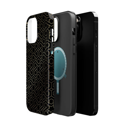 Black and Gold ⭐️ Geometric Design Iphone Magnetic Tough Case