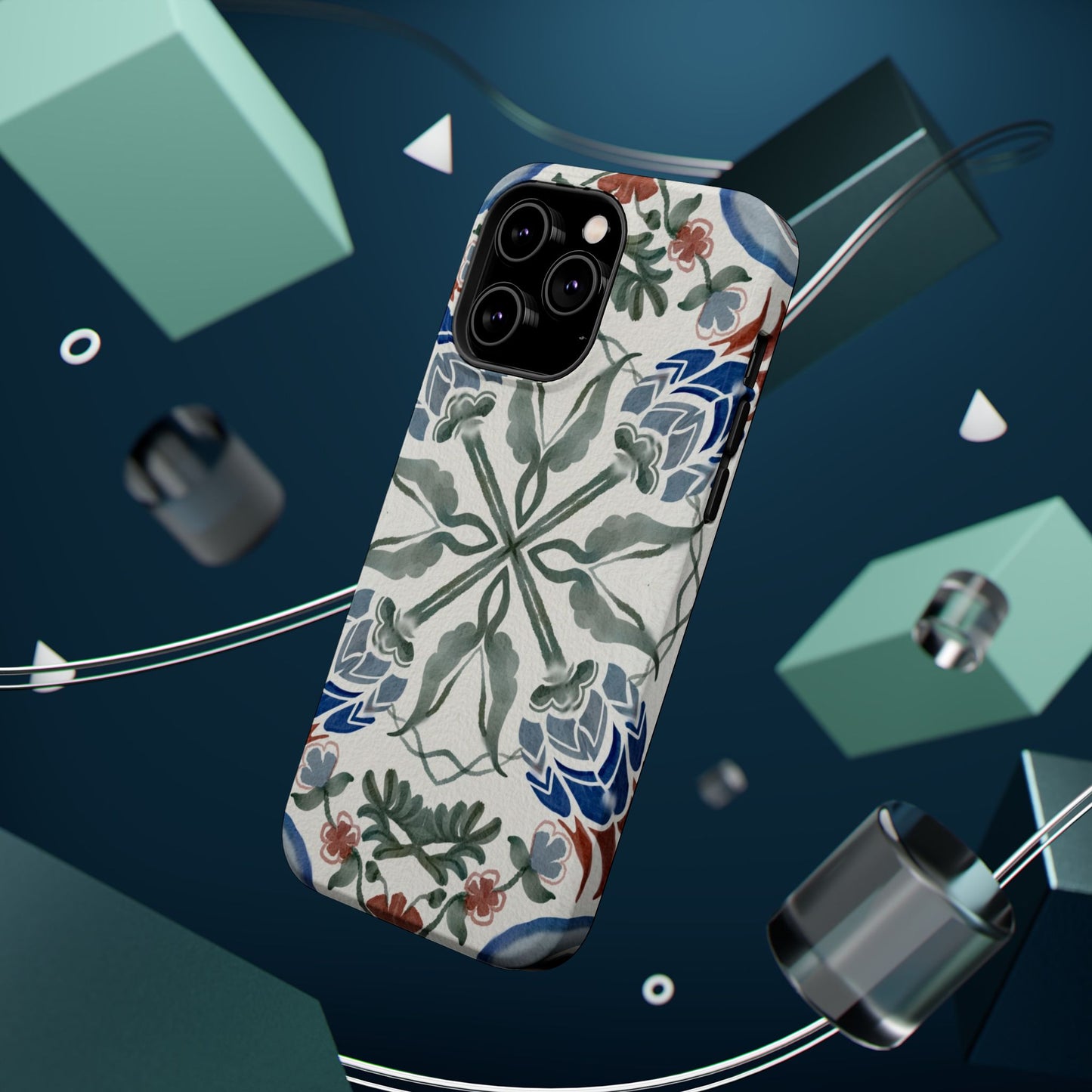 Blue flowers Iphone Magnetic Tough Cases
