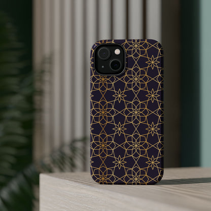 Gold and Purple Geometric Design Iphone Magnetic Tough Case
