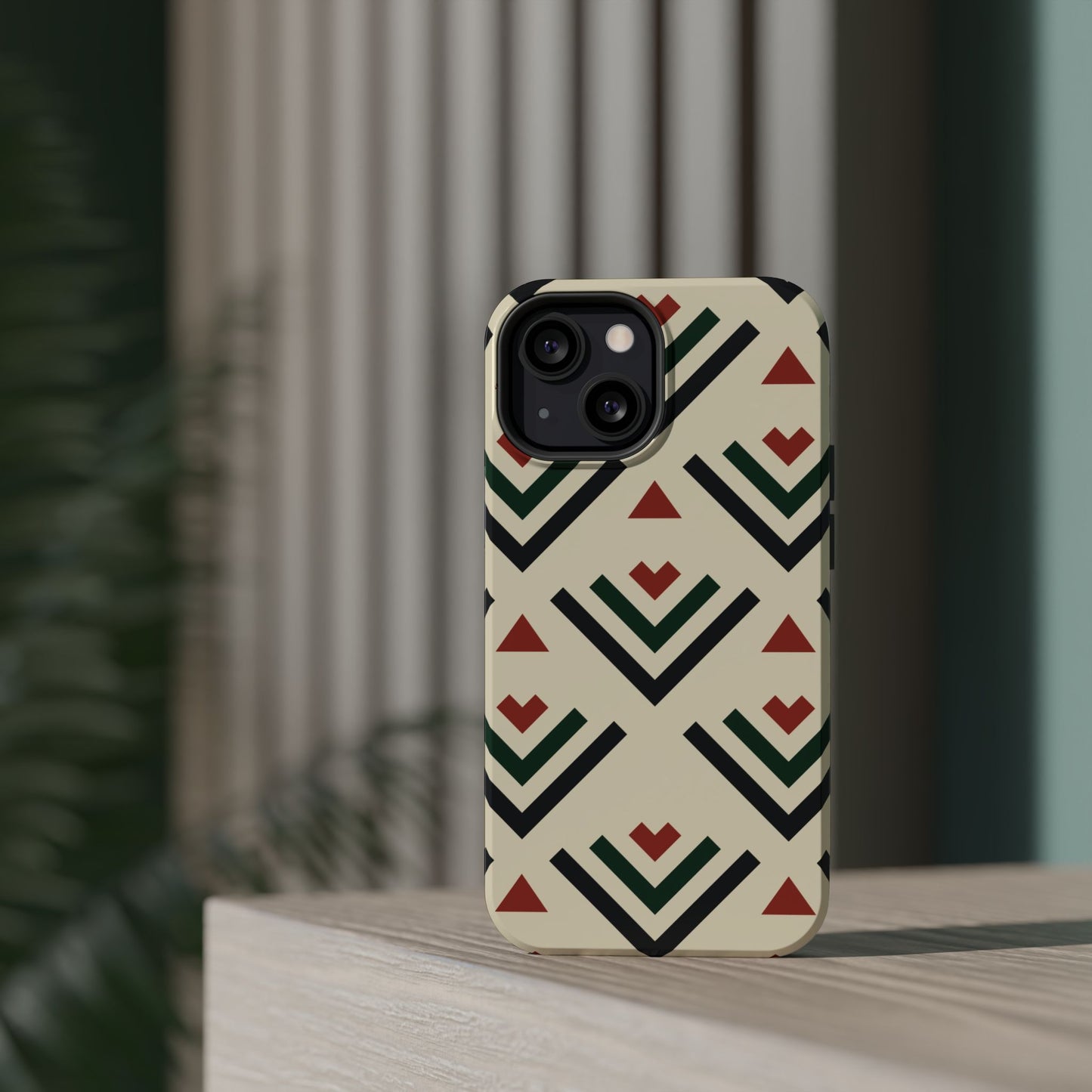 Red Black Green Geometric Design Iphone Magnetic Tough Case