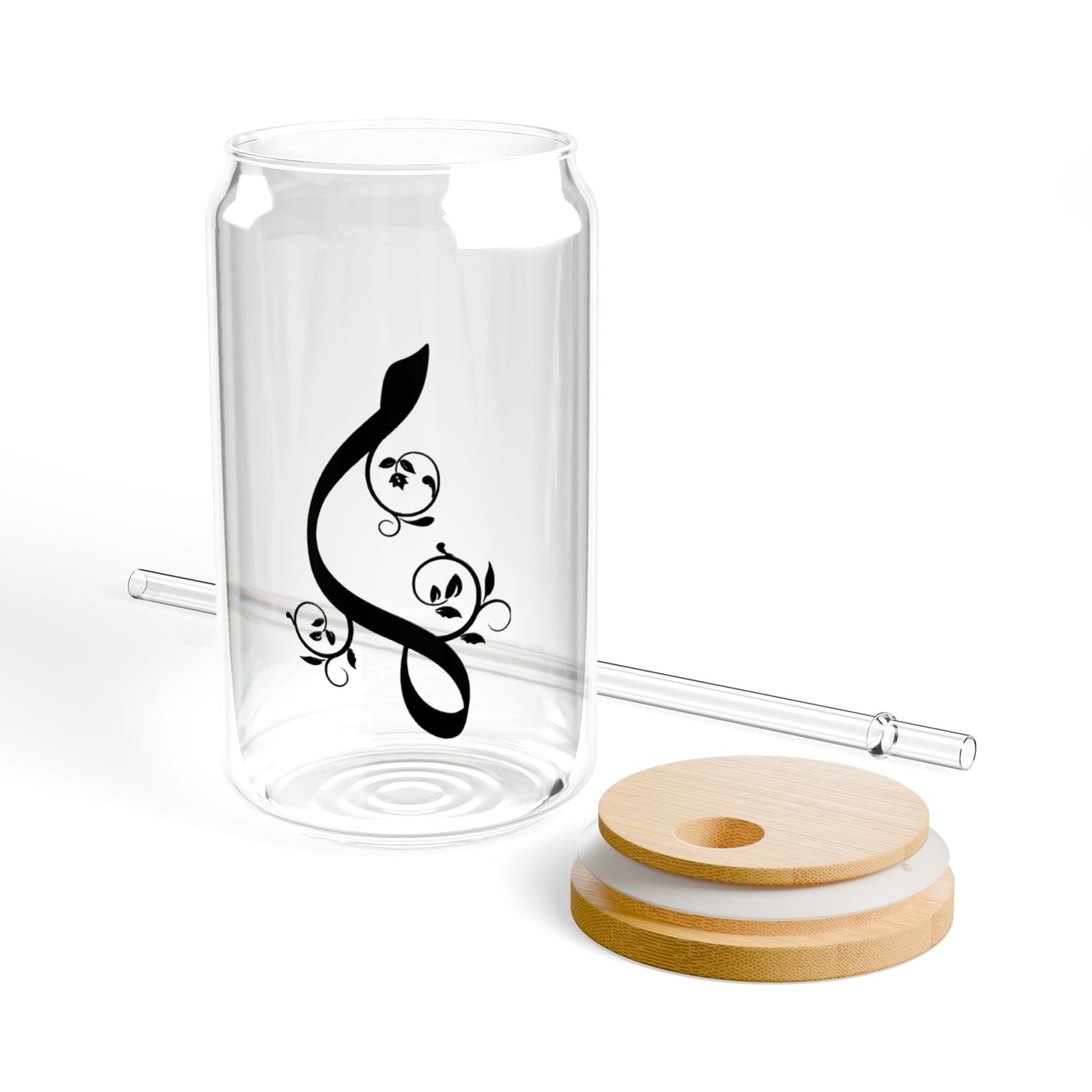Arabic Letter “Meem”  "م" Monogram Sipper Glass, 16oz | Eco-Friendly Beverage Container | Perfect for Home, picnics, Gifts, and Parties